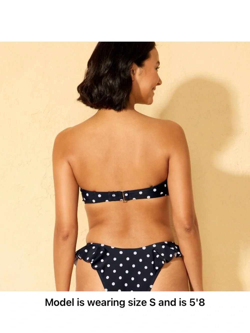 wild fable Navy and White Polka Dot Bandeau Bikini Top
